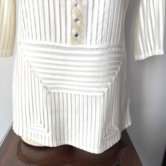 Obstinee by IKA Ivory Ribboned and Sequined Tunic Size 6 - Picture 7 of 11